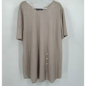 Shareade Womens Dress Size 22W Tan Textured Minimalist Lagom Boxy Open Knit‎